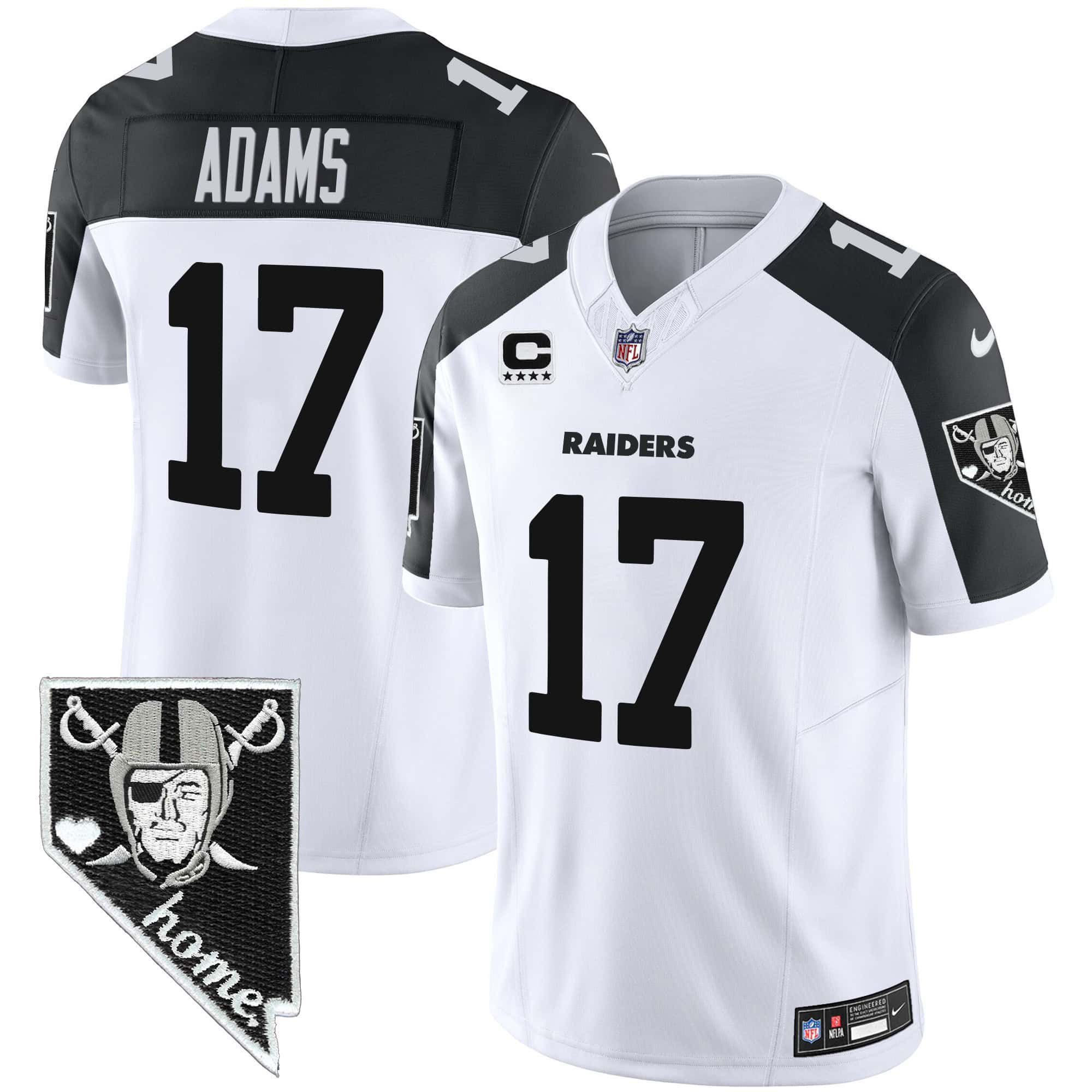 Men Oakland Raiders 17 Adams White 2024 Nike Nevada Home Patch Vapor NFL Jersey style 1